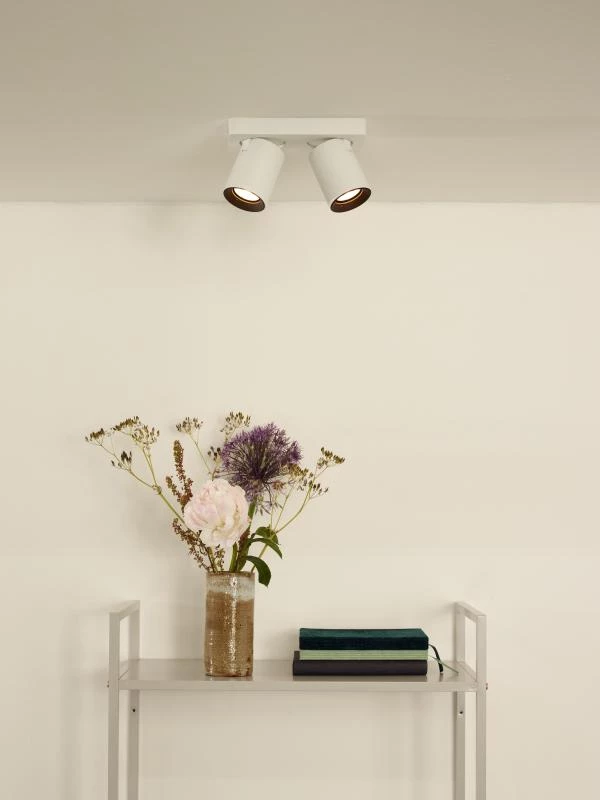 Lucide NIGEL - Spot plafond - LED Dim to warm - GU10 - 2x5W 2200K/3000K - Blanc - ambiance 1
